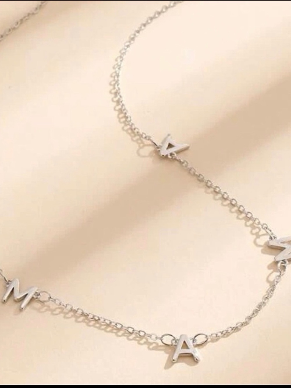 Silver MAMA Vintage Nameplate Adjustable Choker Necklace - Picture 4 of 5